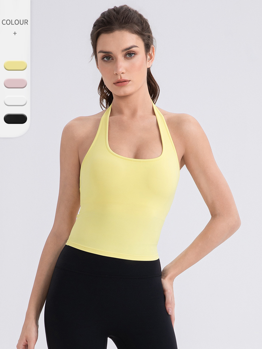 Women’s Halter Neck Yoga Tank Top with Built-In Bra – Barely-There Feel, Breathable & Stretchy for Yoga, Running, Travel & Everyday Wear