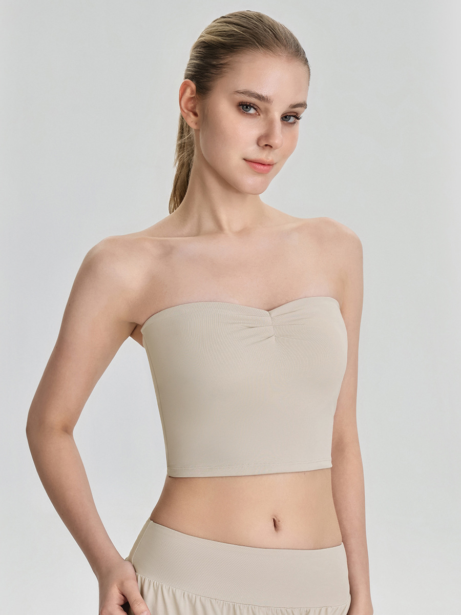 Women’s Strapless Yoga Top with Built-In Bra – Non-Slip, Breathable & Stretchy Sports Bra Tank
