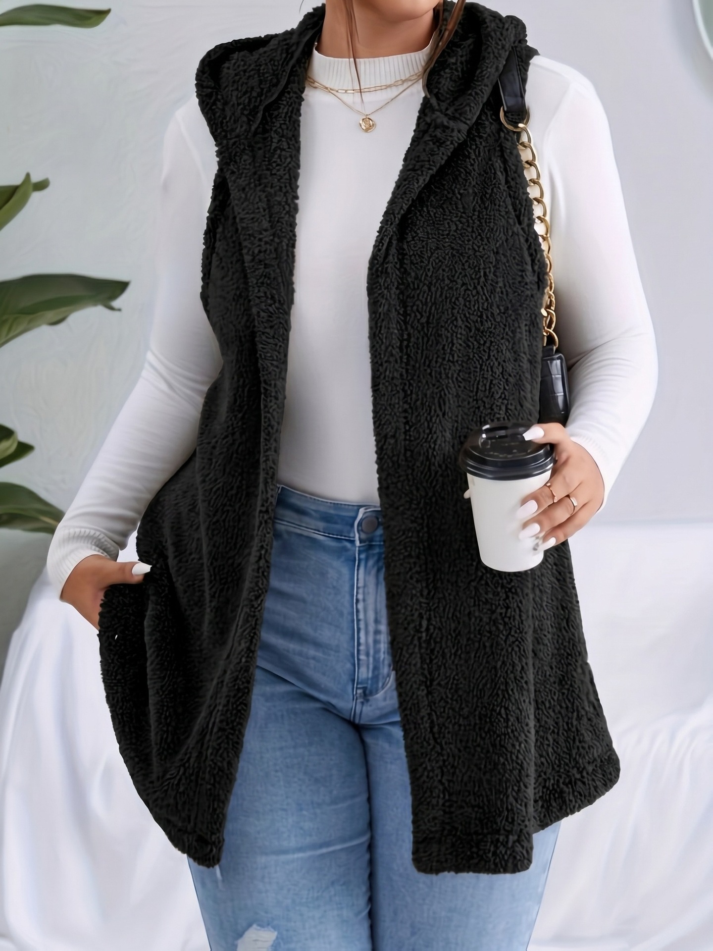 New autumn fleece-lined vest