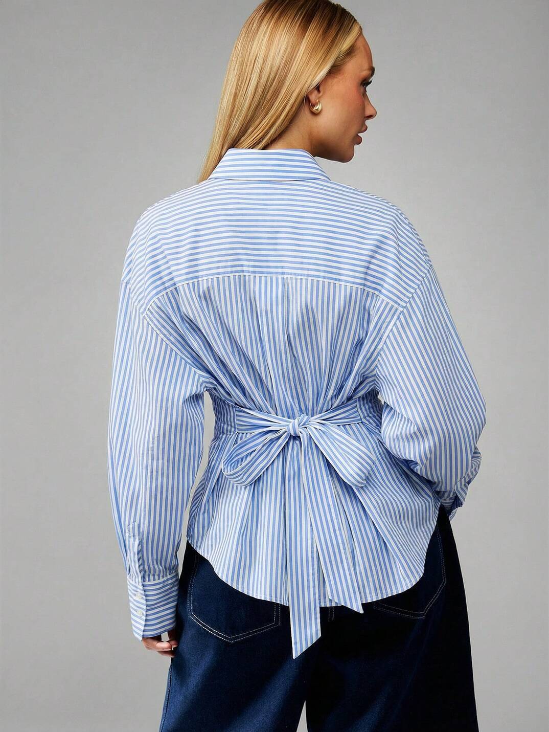 Women’s Vintage  Striped Oversized Button-Up Shirt
