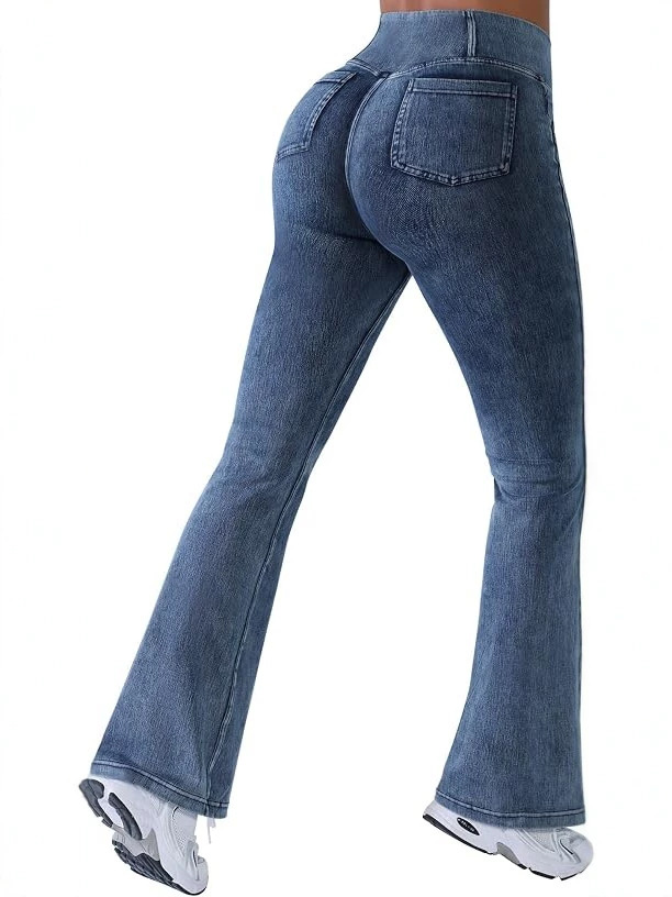  LADIES 360 STRETCHY WIDE LEG HIGH WAIST COTTON JEANS BREATHABLE COTTON SUPER STRTETCH FITS 3 SIZES FROM SIZE 8-24 PLUS SIZE LADIES JEANS
