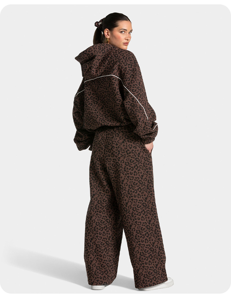 Women’s New Leopard Print Hooded Sportswear Set – Quick-Dry, Breathable & Relaxed 