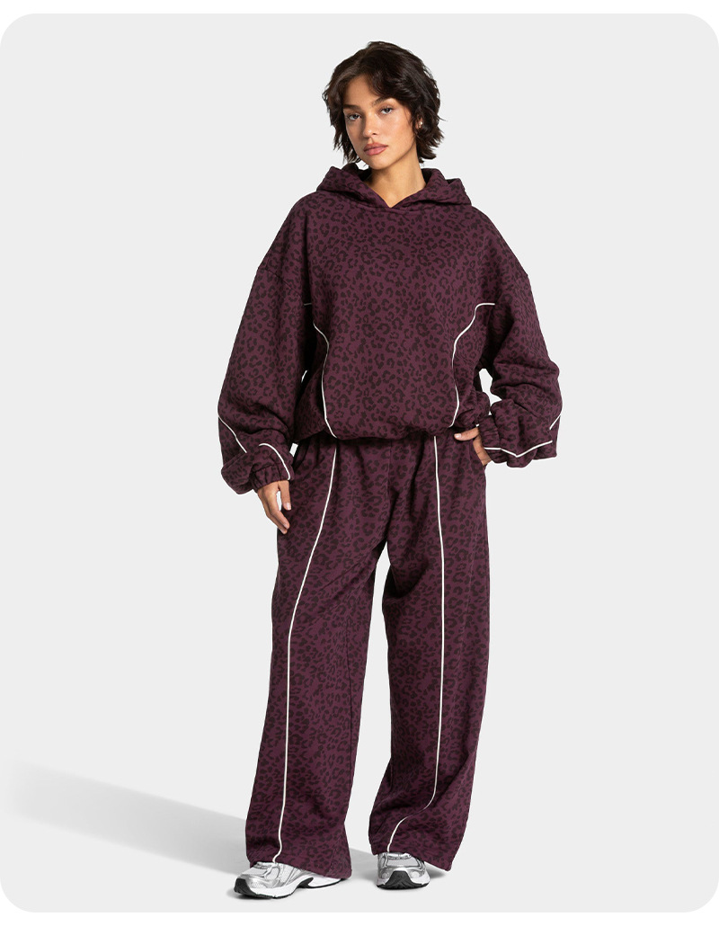 Women’s New Leopard Print Hooded Sportswear Set – Quick-Dry, Breathable & Relaxed 