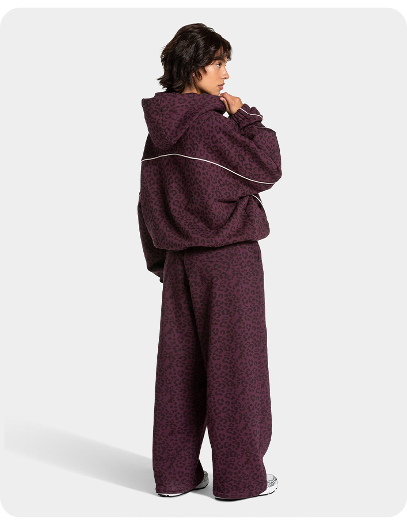 Women’s New Leopard Print Hooded Sportswear Set – Quick-Dry, Breathable & Relaxed 