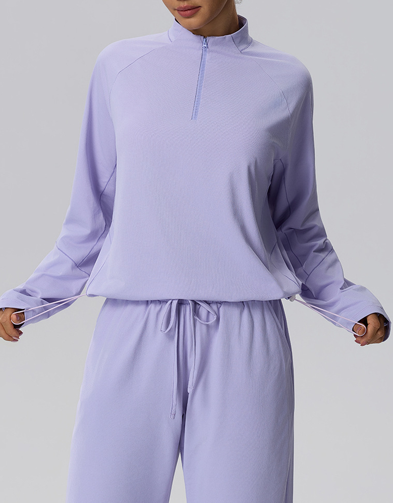 Women’s Waffle Knit Two-Piece Tracksuit Set – Lightweight & Breathable Long Sleeve Top and Trousers for Autumn/Winter, Casual Wear, Travel & Camping