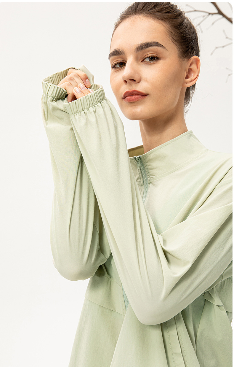 Women’s Outdoor Windbreaker Jacket – Relaxed Zip-Up Mock Neck for Yoga, Running, Casual & Outdoor Wear