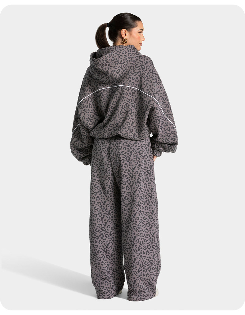 Women’s New Leopard Print Hooded Sportswear Set – Quick-Dry, Breathable & Relaxed 