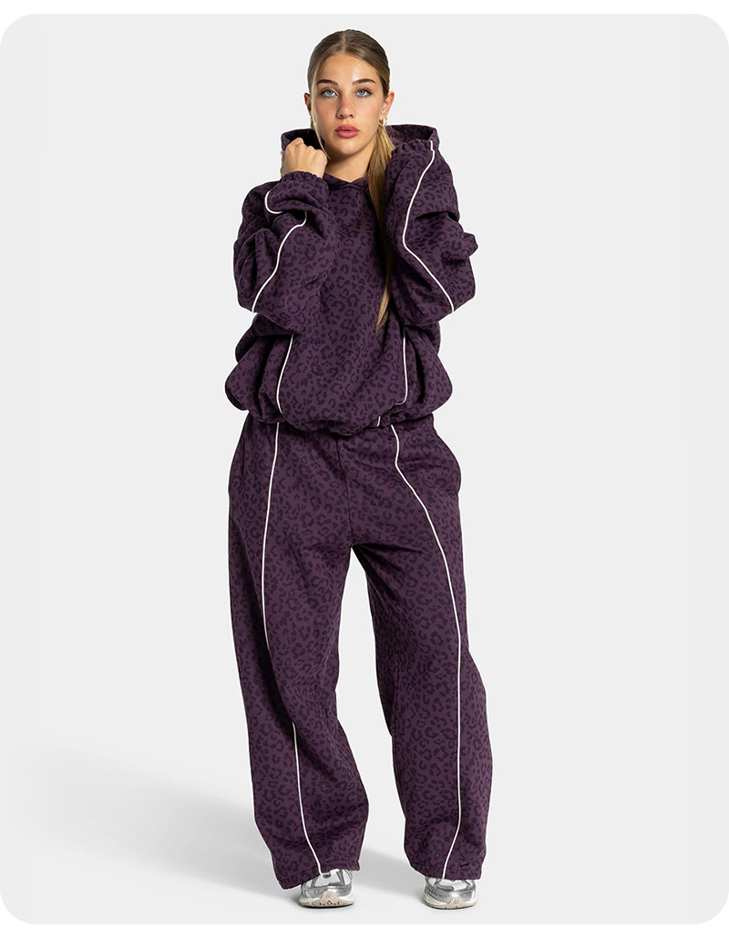 Women’s New Leopard Print Hooded Sportswear Set – Quick-Dry, Breathable & Relaxed 