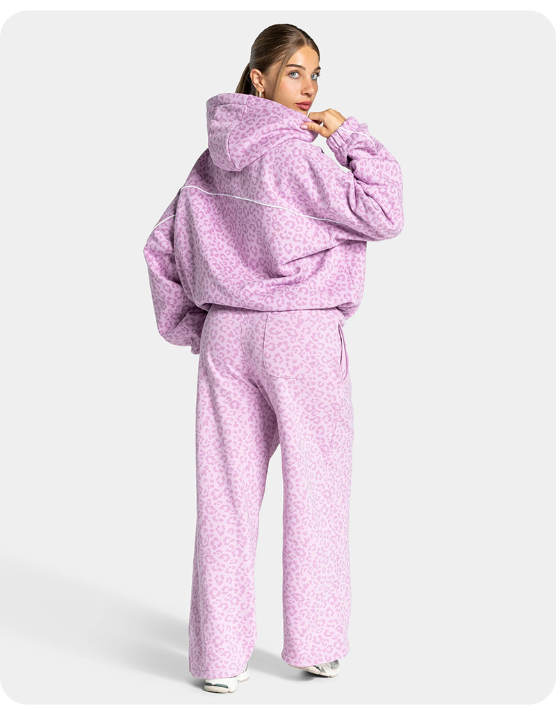 Women’s New Leopard Print Hooded Sportswear Set – Quick-Dry, Breathable & Relaxed 