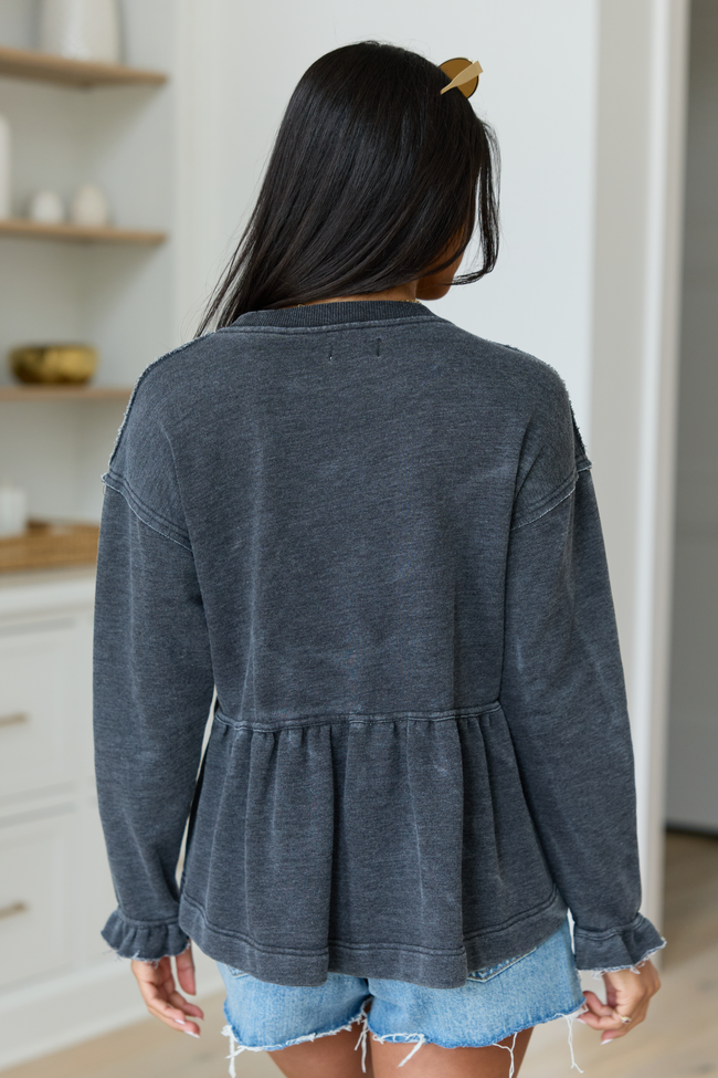 Grey Tiered Long Sleeve Top