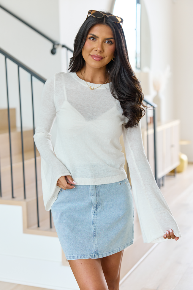 Cream Bell Sleeve Knit Top SALE