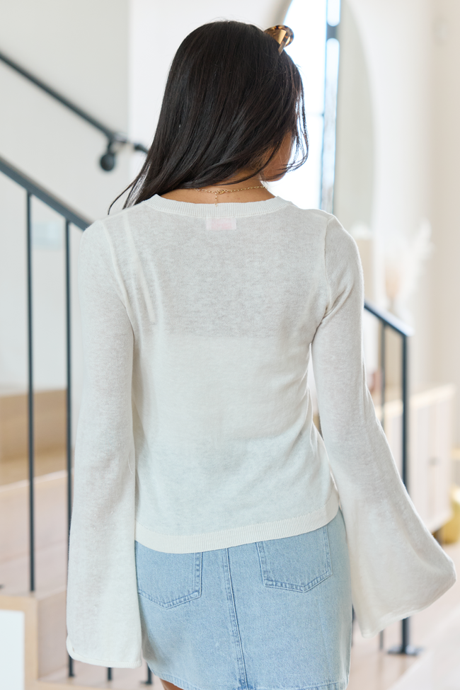 Cream Bell Sleeve Knit Top SALE