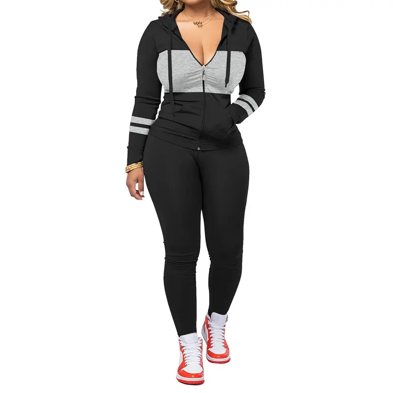 Women’s Casual Hooded Jacket & Trousers Set – Autumn/Winter