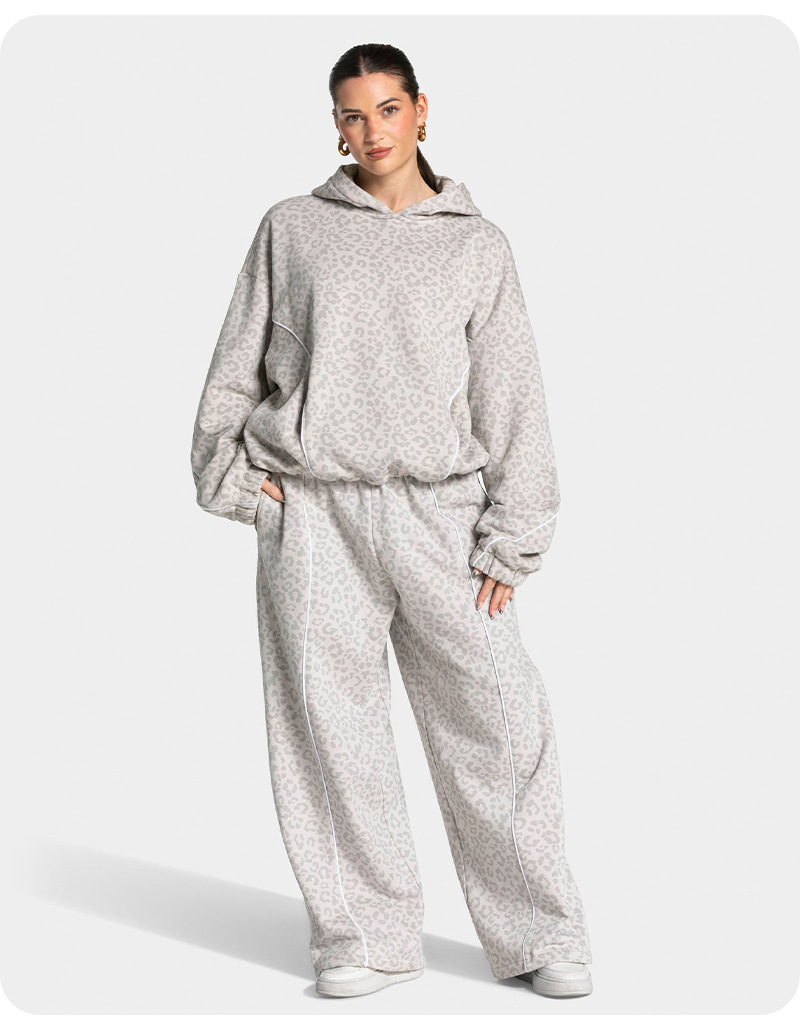 Women’s New Leopard Print Hooded Sportswear Set – Quick-Dry, Breathable & Relaxed 