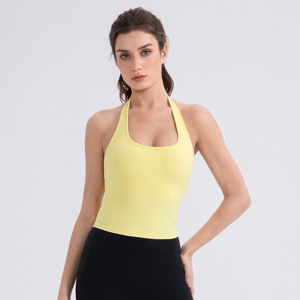 Women’s Halter Neck Yoga Tank Top with Built-In Bra – Barely-There Feel, Breathable & Stretchy for Yoga, Running, Travel & Everyday Wear