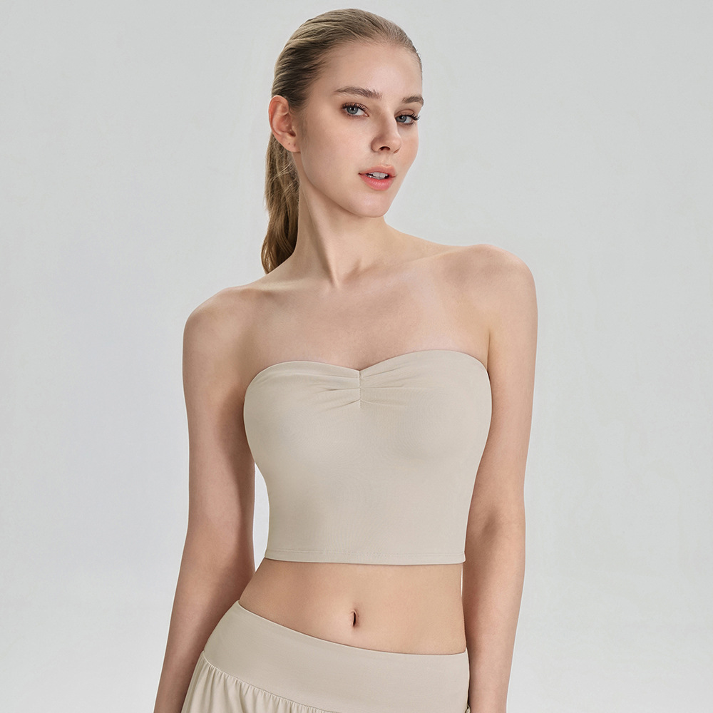 Women’s Strapless Yoga Top with Built-In Bra – Non-Slip, Breathable & Stretchy Sports Bra Tank