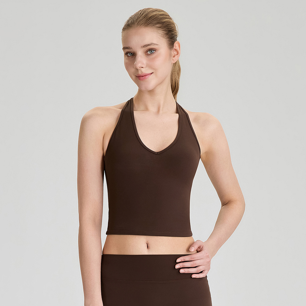 Women’s High-Support Halter Yoga Tank Top with Built-In Bra – Open-Back, Breathable & Stretchy for Yoga, Pilates, Running, Casual Wear, Travel & Camping