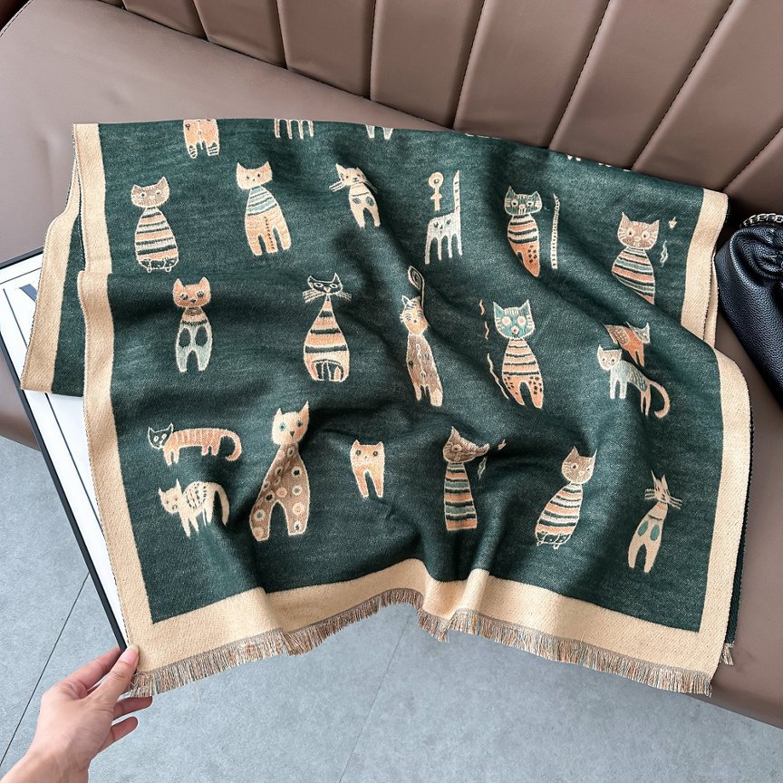 New autumn/winter cat-themed fashion cashmere scarf