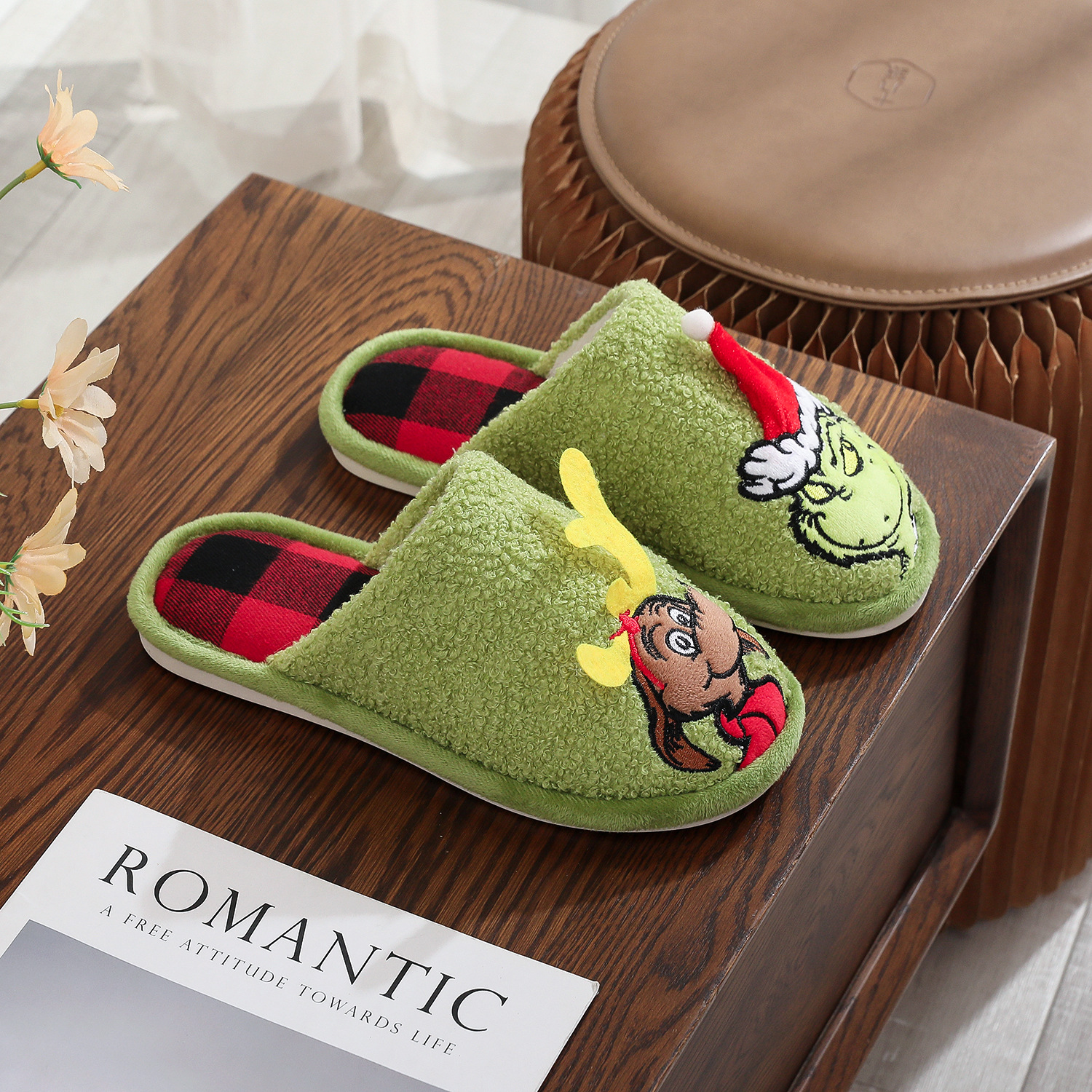 OLYRA Christmas Cozy Plush Slippers