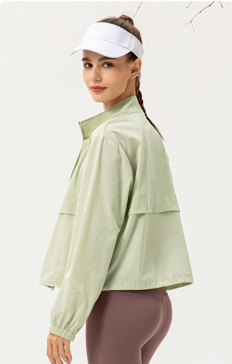 Women’s Outdoor Windbreaker Jacket – Relaxed Zip-Up Mock Neck for Yoga, Running, Casual & Outdoor Wear