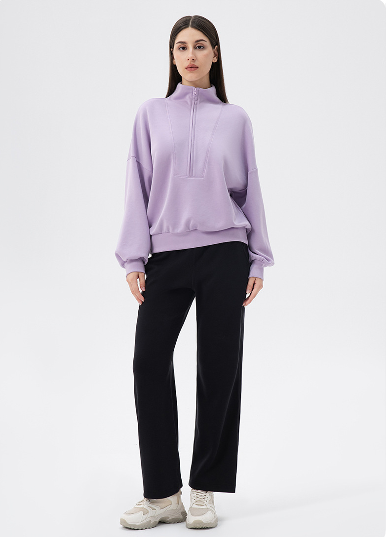 Women’s Autumn/Winter Mock Neck Sweatshirt – Loose Fit Modal Top for Yoga, Running, Casual & Outdoor Wear