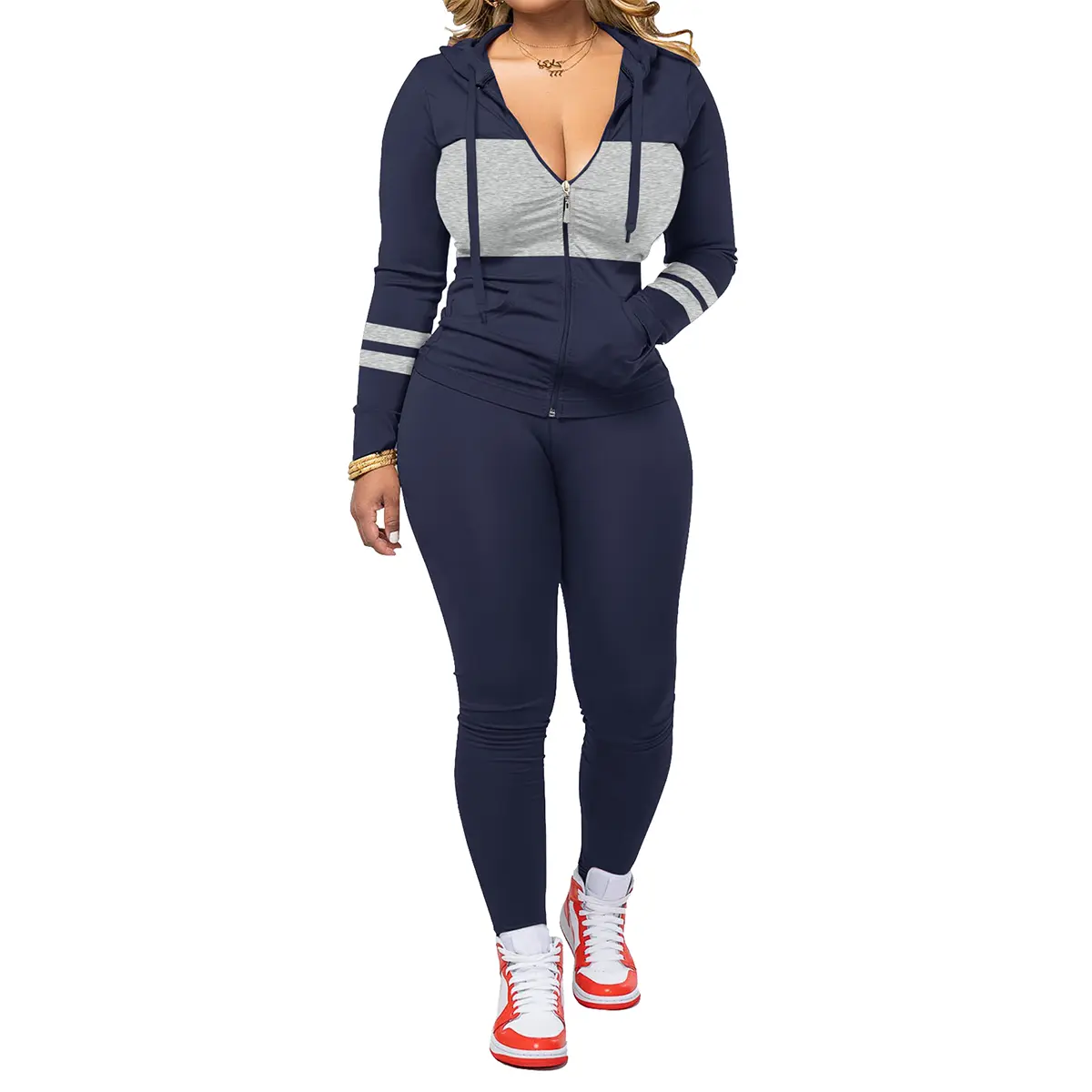Women’s Casual Hooded Jacket & Trousers Set – Autumn/Winter
