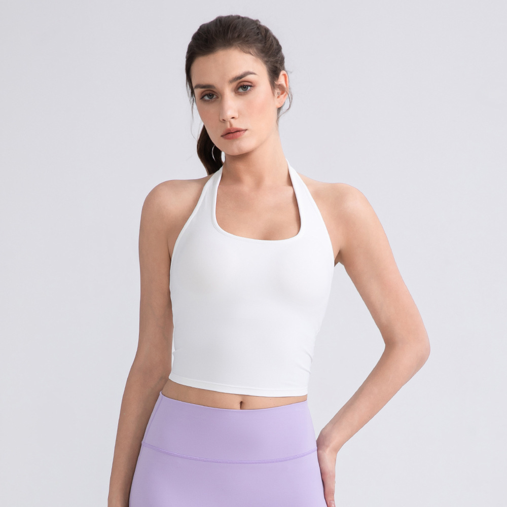 Women’s Halter Neck Yoga Tank Top with Built-In Bra – Barely-There Feel, Breathable & Stretchy for Yoga, Running, Travel & Everyday Wear