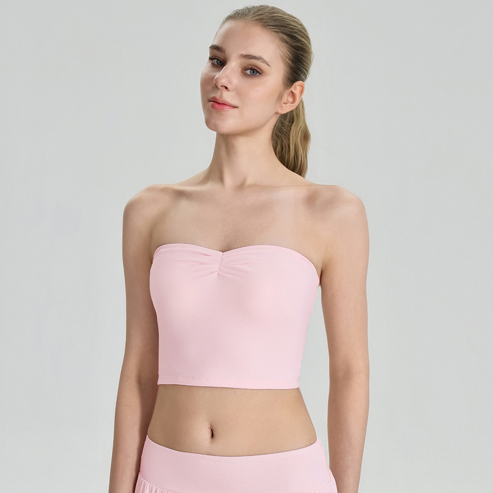 Women’s Strapless Yoga Top with Built-In Bra – Non-Slip, Breathable & Stretchy Sports Bra Tank