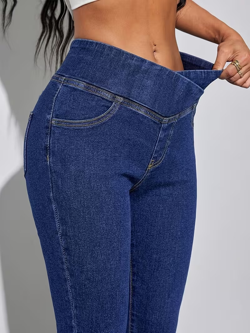  LADIES 360 STRETCHY WIDE LEG HIGH WAIST COTTON JEANS BREATHABLE COTTON SUPER STRTETCH FITS 3 SIZES FROM SIZE 8-24 PLUS SIZE LADIES JEANS