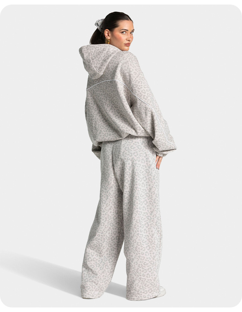Women’s New Leopard Print Hooded Sportswear Set – Quick-Dry, Breathable & Relaxed 