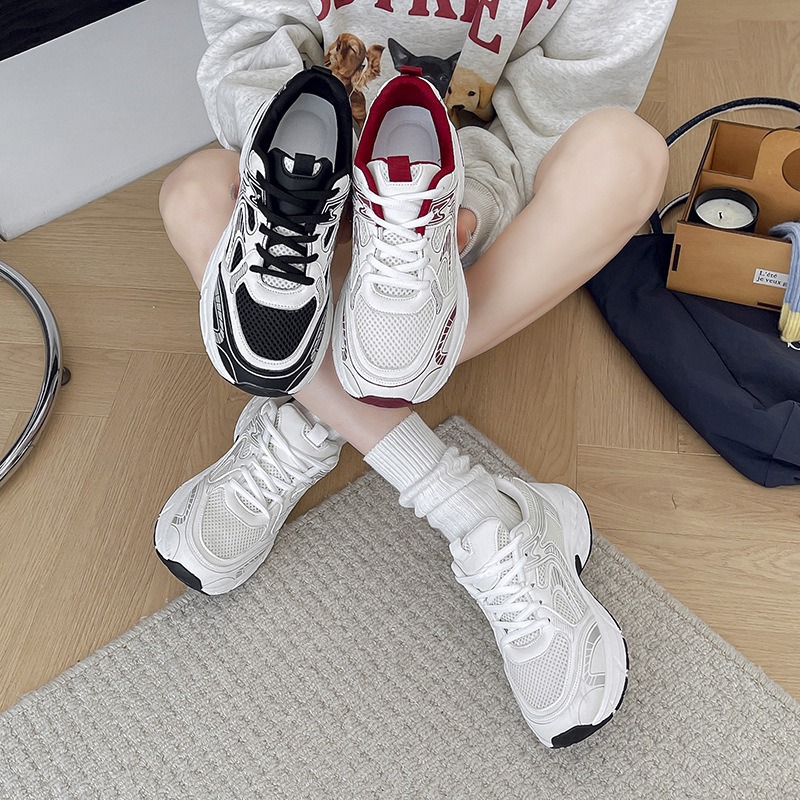Women's White Full-Mesh Platform Sneakers