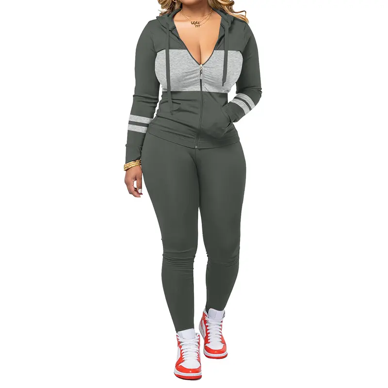 Women’s Casual Hooded Jacket & Trousers Set – Autumn/Winter