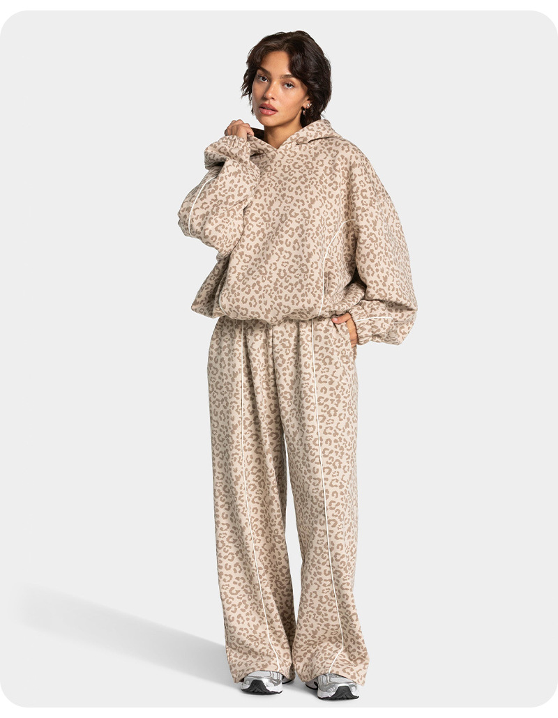Women’s New Leopard Print Hooded Sportswear Set – Quick-Dry, Breathable & Relaxed 