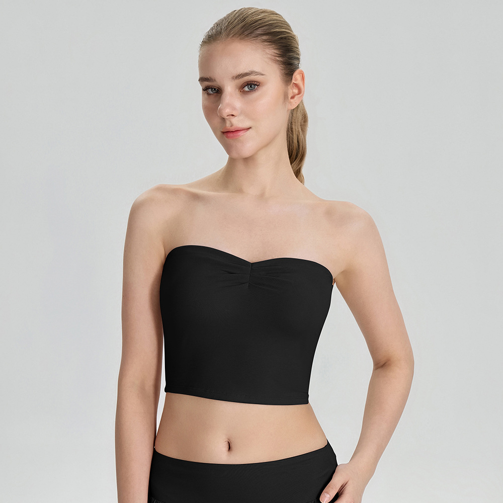 Women’s Strapless Yoga Top with Built-In Bra – Non-Slip, Breathable & Stretchy Sports Bra Tank