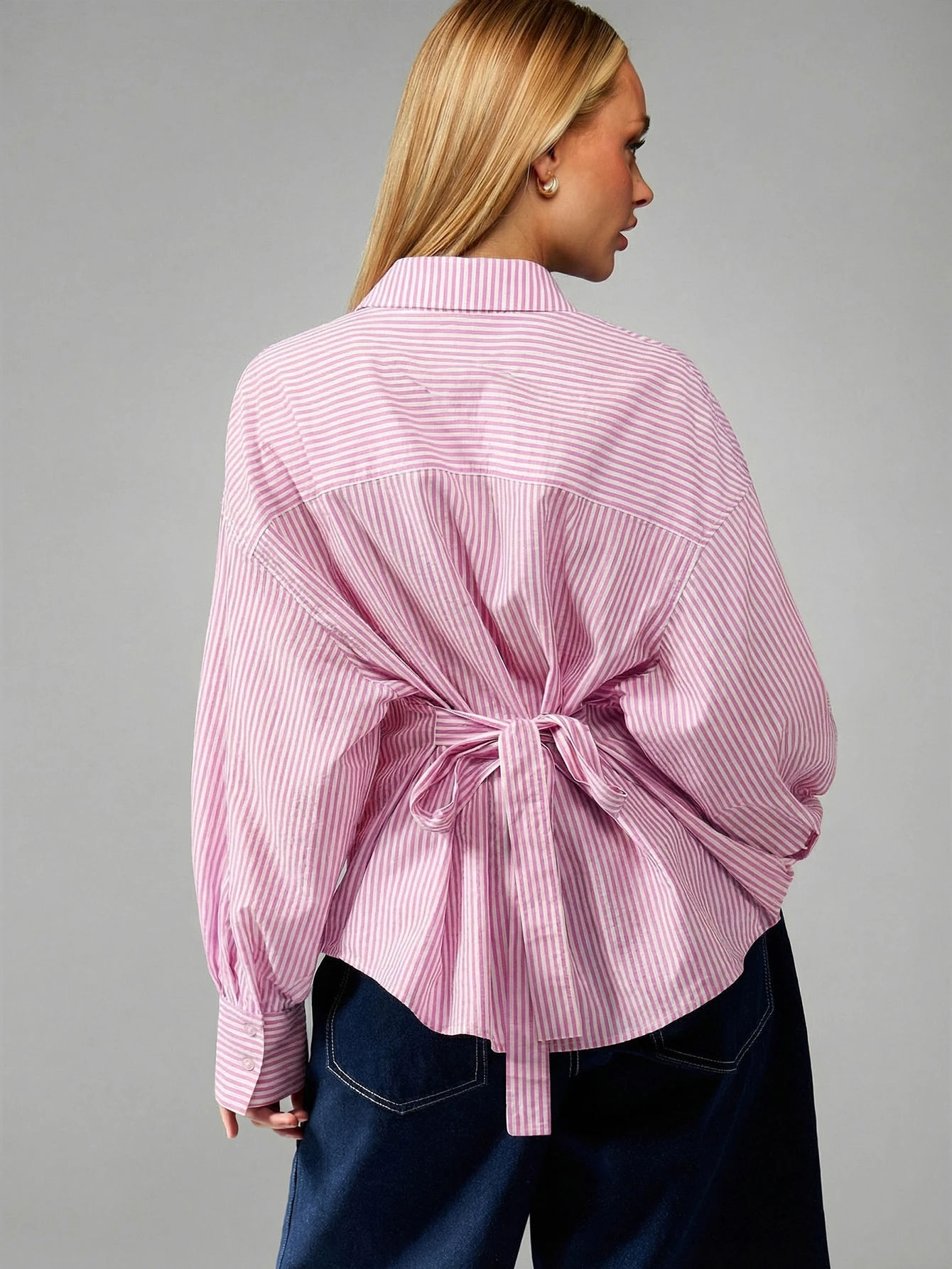 Women’s Vintage  Striped Oversized Button-Up Shirt
