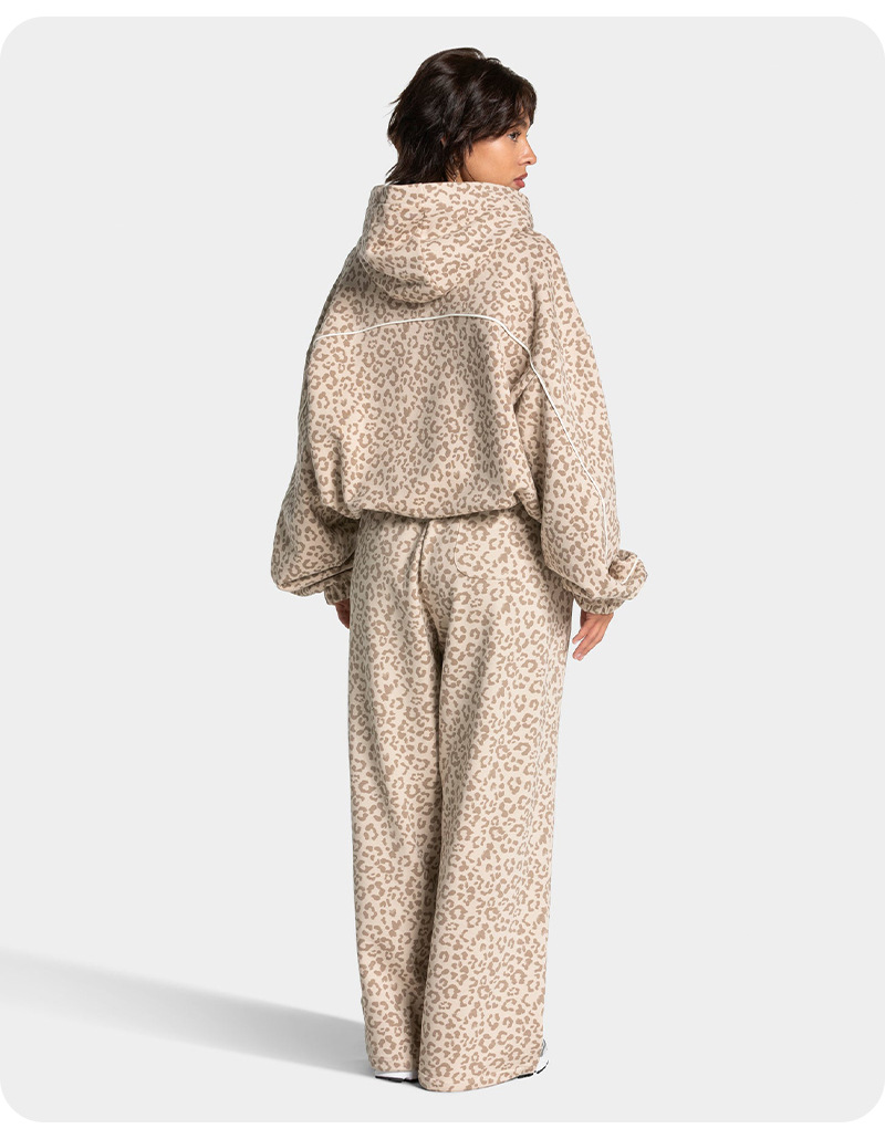 Women’s New Leopard Print Hooded Sportswear Set – Quick-Dry, Breathable & Relaxed 