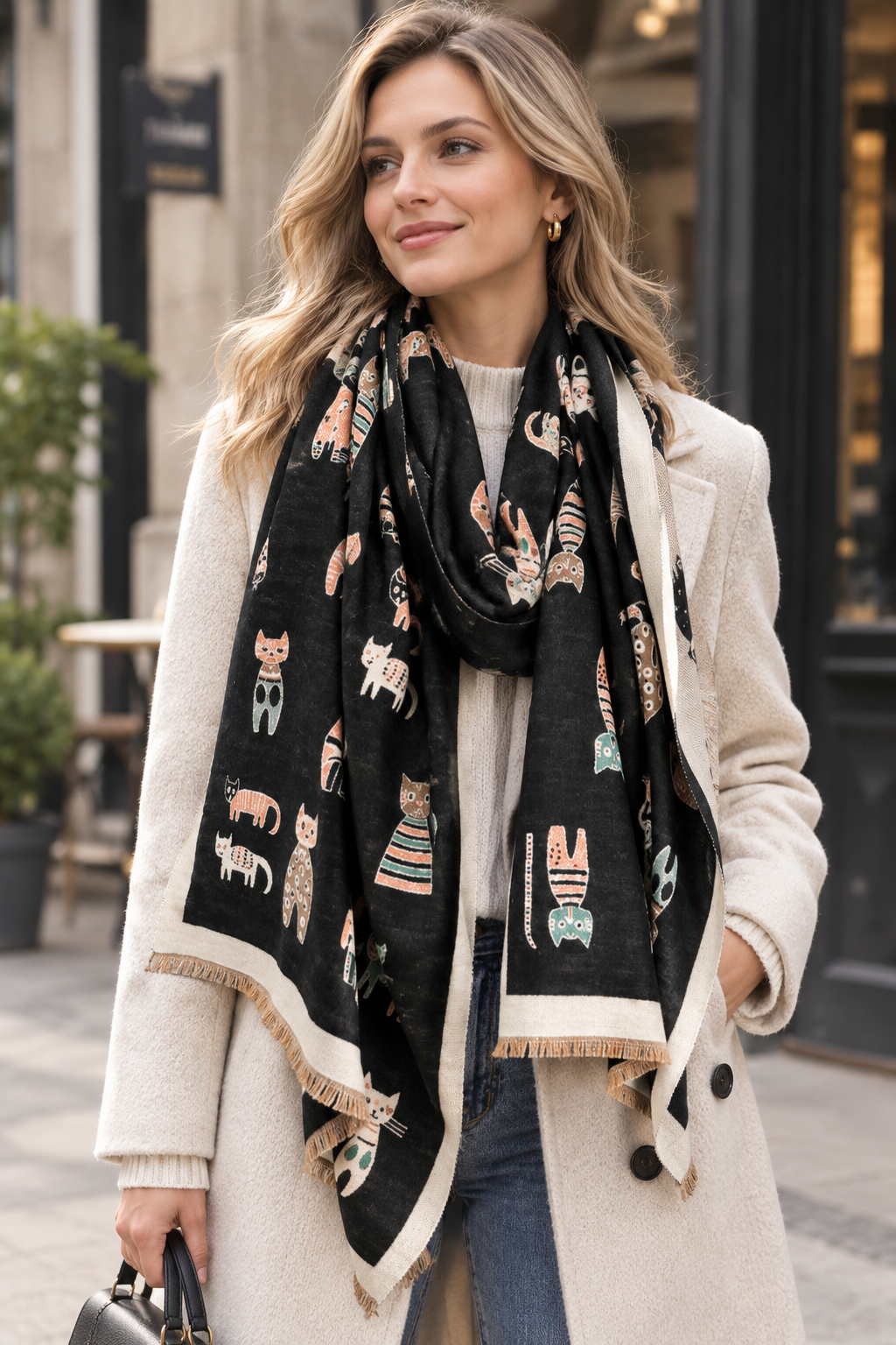 New autumn/winter cat-themed fashion cashmere scarf