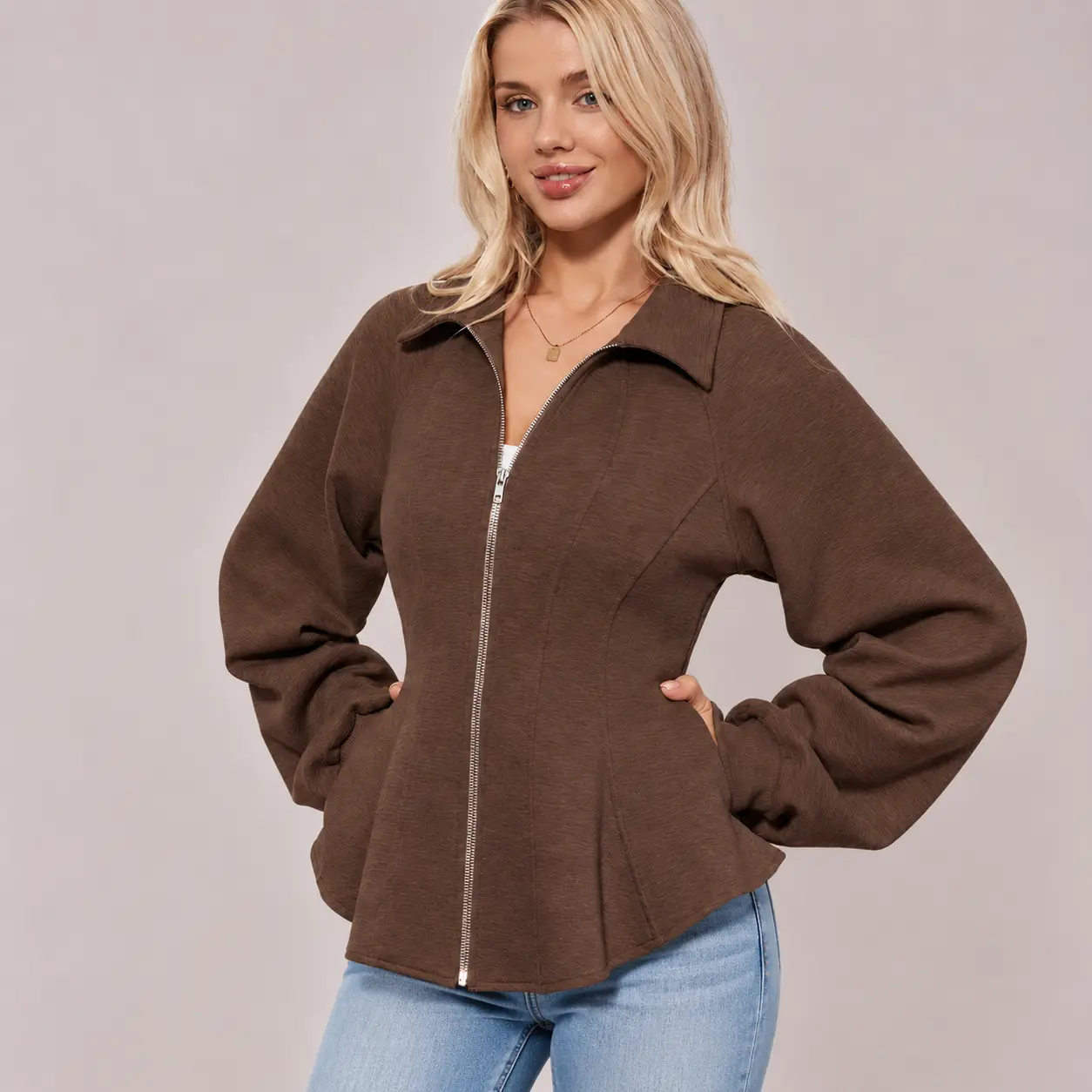 Women's Sculptural Corset Zip-Up Jacket