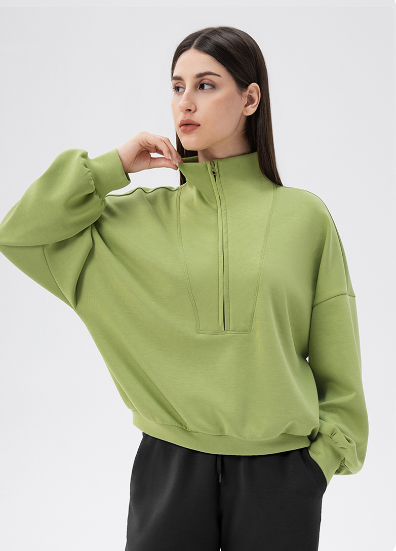 Women’s Autumn/Winter Mock Neck Sweatshirt – Loose Fit Modal Top for Yoga, Running, Casual & Outdoor Wear