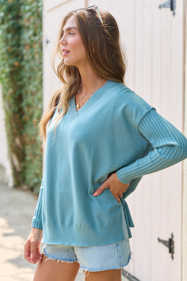 Green Relaxed Long Sleeve Pullover Tunic