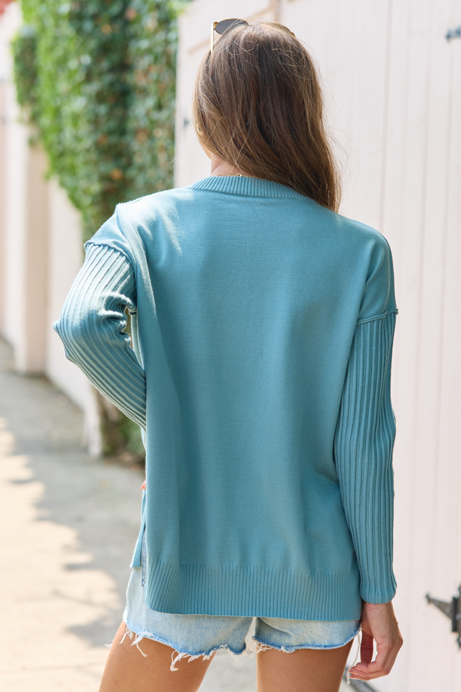 Green Relaxed Long Sleeve Pullover Tunic