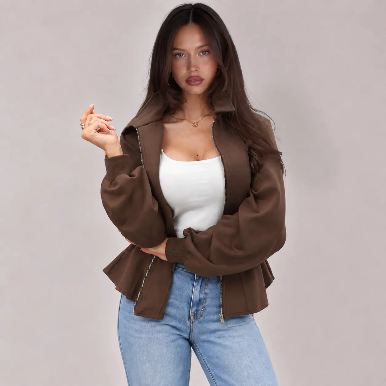 Women's Sculptural Corset Zip-Up Jacket