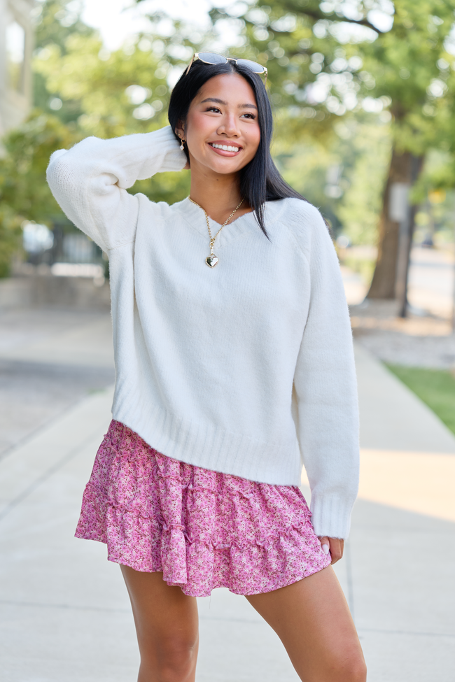 Ivory V-Neck Sweater