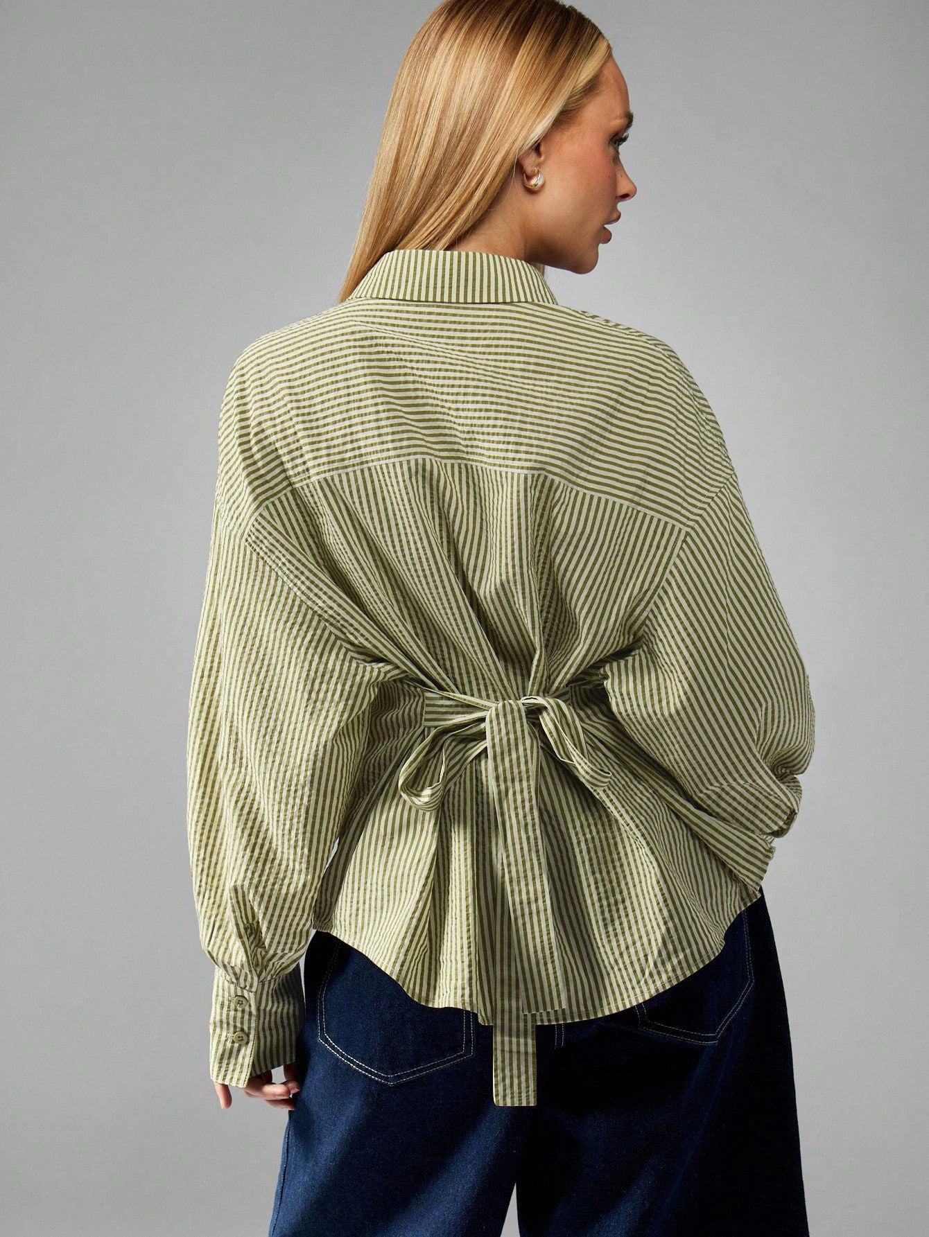 Women’s Vintage  Striped Oversized Button-Up Shirt