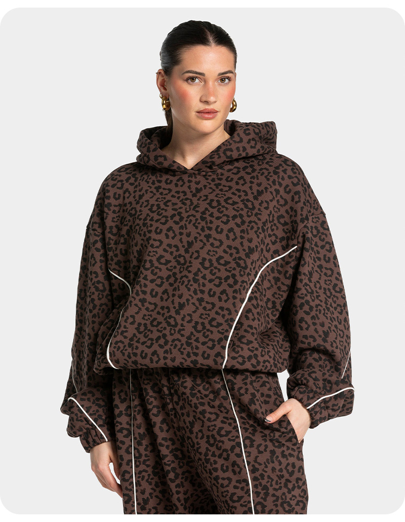 Women’s New Leopard Print Hooded Sportswear Set – Quick-Dry, Breathable & Relaxed 