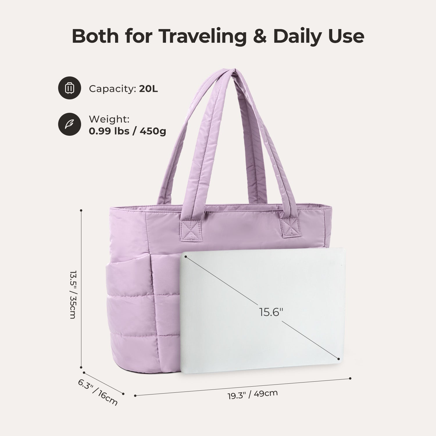 OLYRA the Bubble 20L Puffy 15.6" Laptop Work Tote