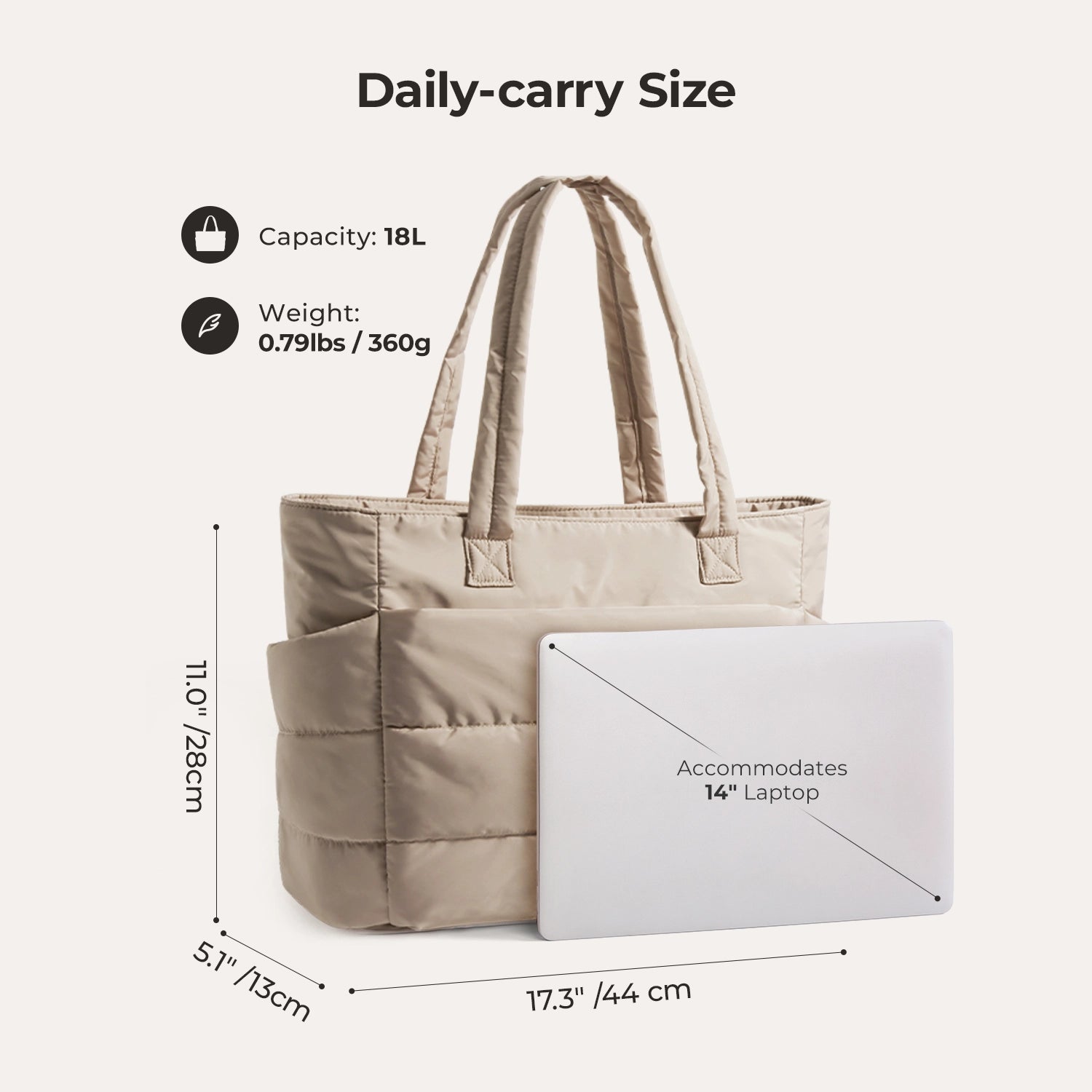 OLYRA the Bubble 20L Puffy 15.6" Laptop Work Tote