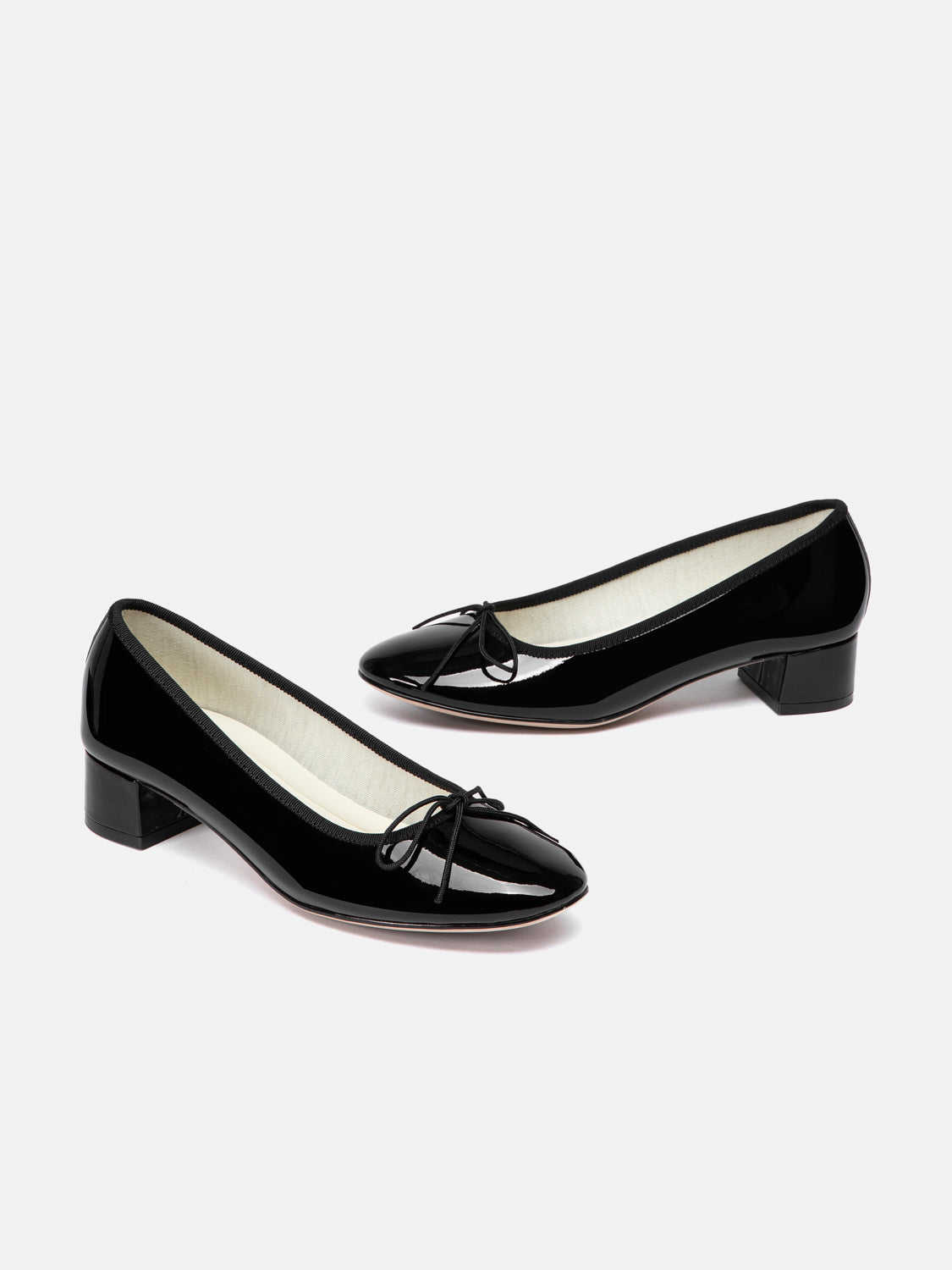 OLYRA Bow-Tied Patent Leather Heels - Black