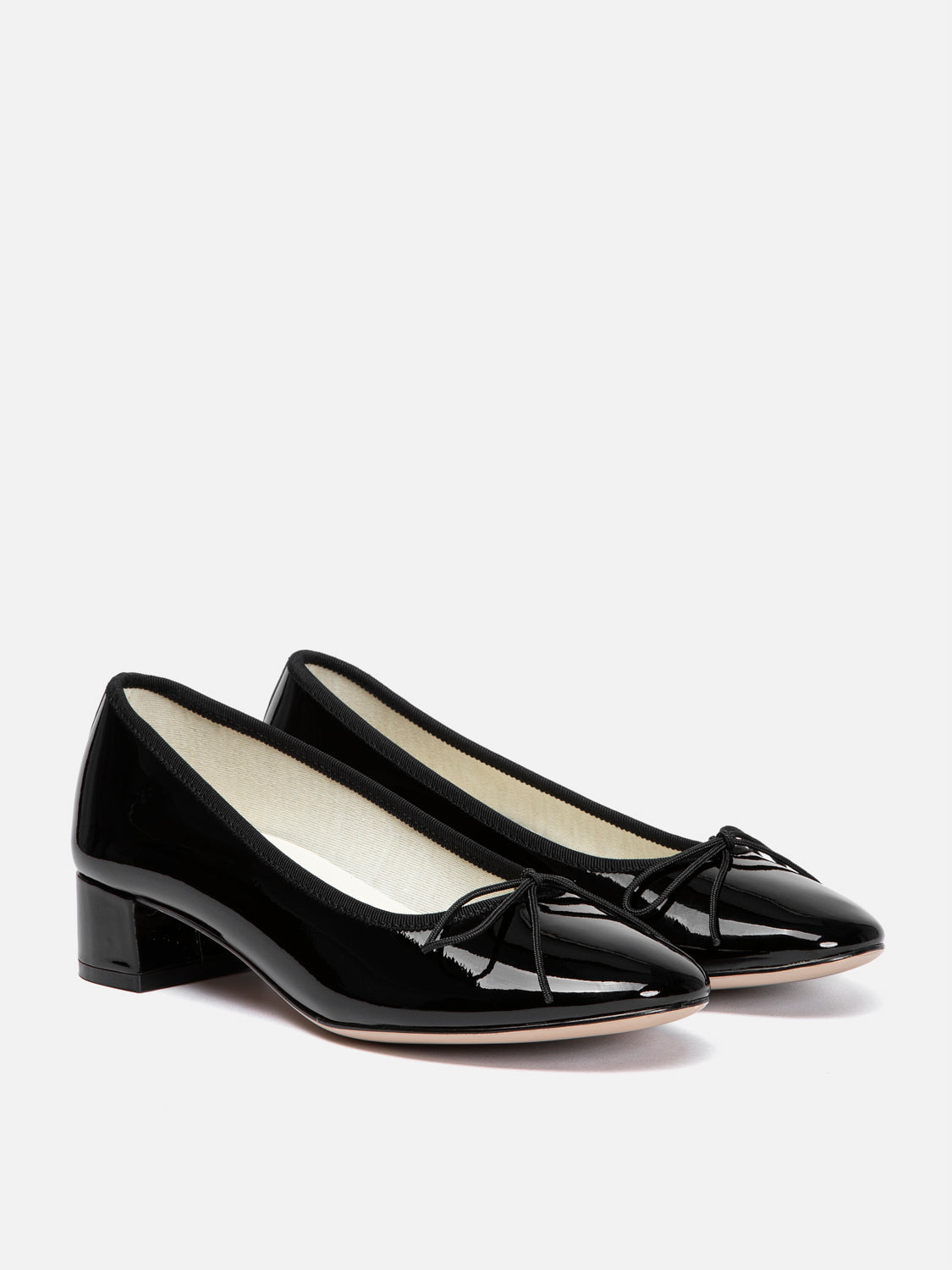 OLYRA Bow-Tied Patent Leather Heels - Black