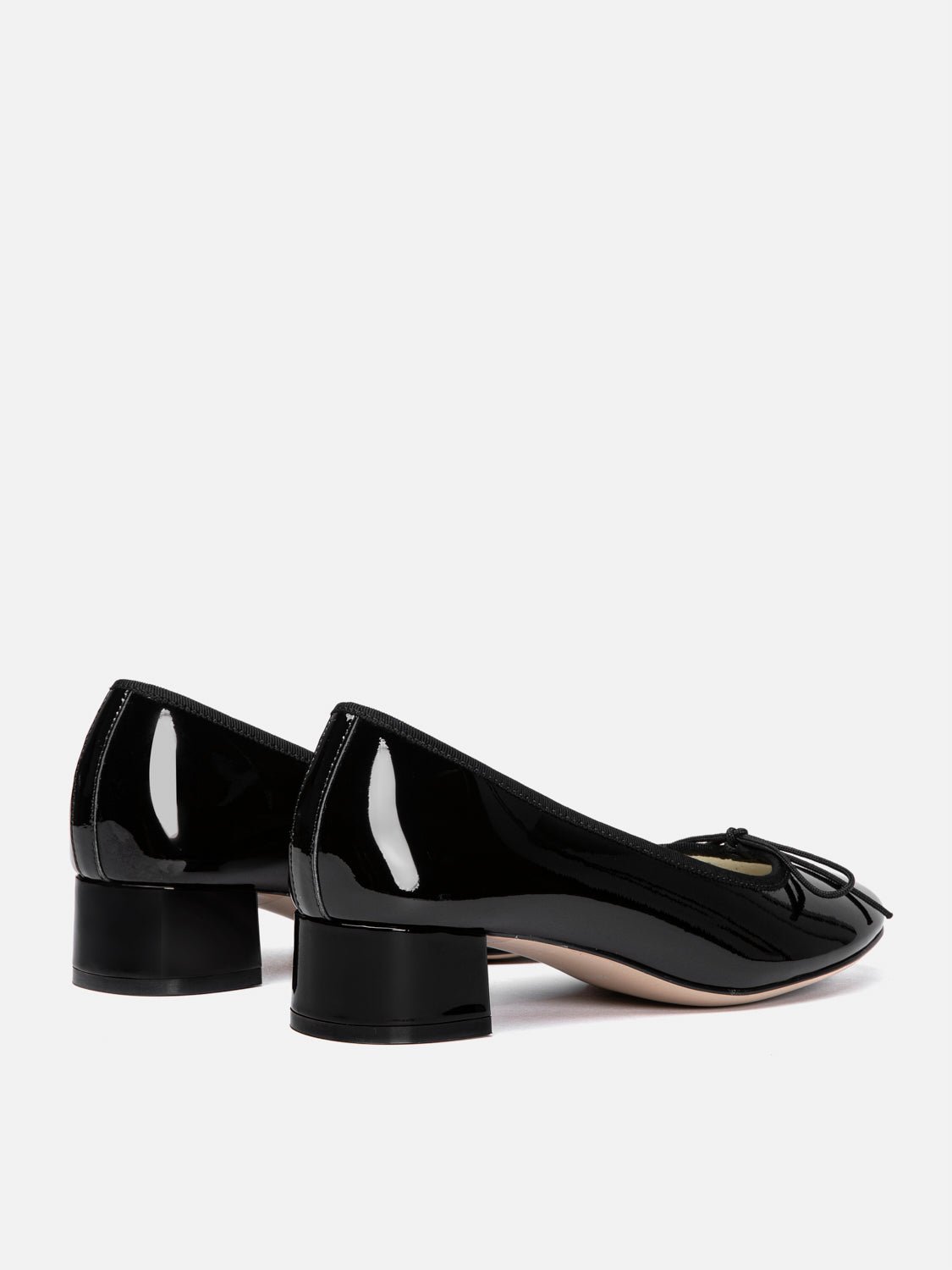 OLYRA Bow-Tied Patent Leather Heels - Black